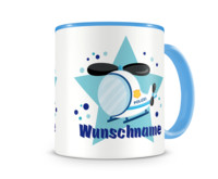 Tasse mit 9 unterschiedlichen Jungen Motiven 4 Tasse Modellnummer  blau