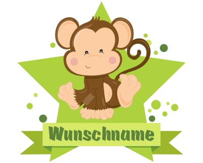 Buntes Wandtattoo Trschild  Affe 