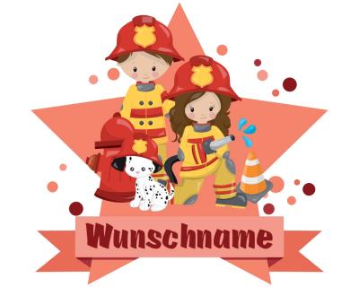 Buntes Wandtattoo Trschild  Feuerwehrmann 
