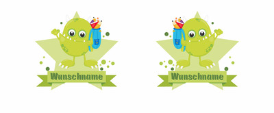 Trinkflasche mit bedruckt mit dem Motiv Grnes Schul-Monster - Ansicht 2