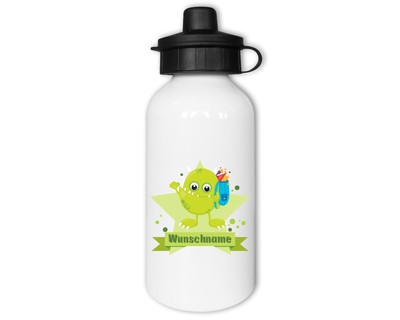 Trinkflasche mit bedruckt mit dem Motiv Grnes Schul-Monster Trinkflasche