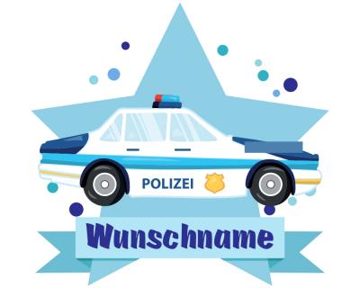 Buntes Wandtattoo Trschild "Polizeiauto"