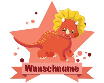 Buntes Wandtattoo Trschild  Roter Dino 