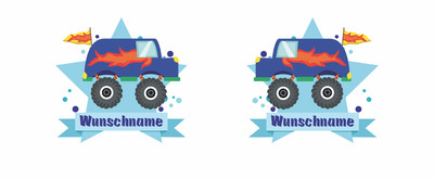 Trinkflasche mit bedruckt mit dem Motiv Monstertruck Van - Ansicht 2