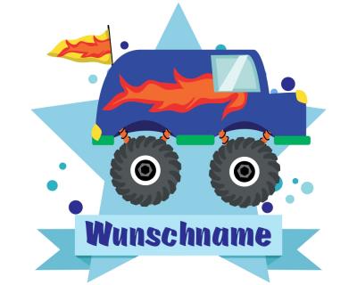 Buntes Wandtattoo Trschild "Monstertruck Van"