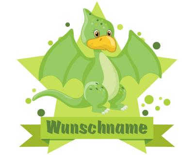 Buntes Wandtattoo Trschild  Grner Dino 