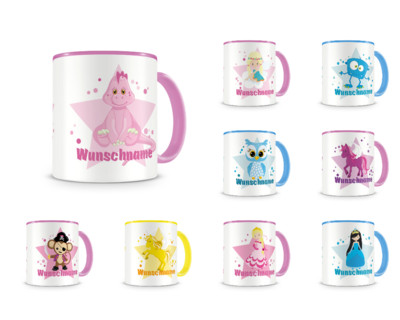 Tasse mit 9 unterschiedlichen Mdchen Motiven