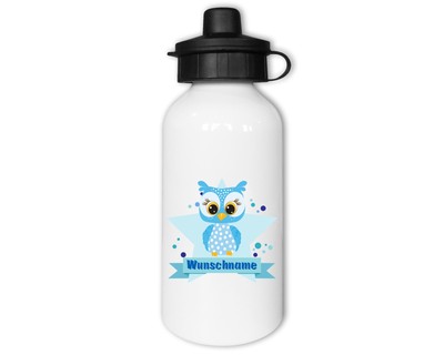 Trinkflasche bedruckt mit dem Motiv Blaue Eule