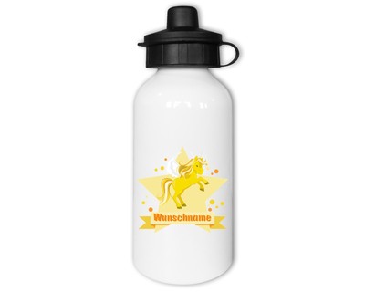 Trinkflasche bedruckt mit dem Motiv Gelbes Einhorn