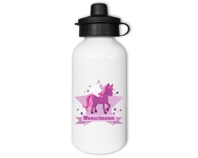 Trinkflasche bedruckt mit dem Motiv Lila Einhorn