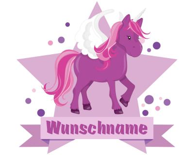 Buntes Wandtattoo Trschild  Lila Einhorn 
