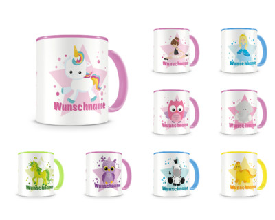 Tasse mit 9 unterschiedlichen Mdchen Motiven 2