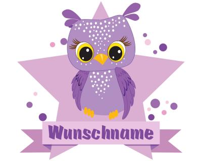 Buntes Wandtattoo Trschild  Lila Eule 
