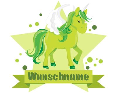 Buntes Wandtattoo Trschild  Grnes Einhorn 