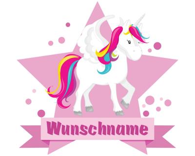 Buntes Wandtattoo Trschild  Groes Einhorn 