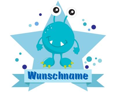 Buntes Wandtattoo Trschild  Lustiges Monster 