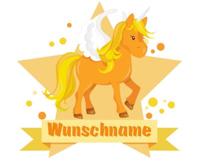 Buntes Wandtattoo Trschild  Oranges Einhorn 