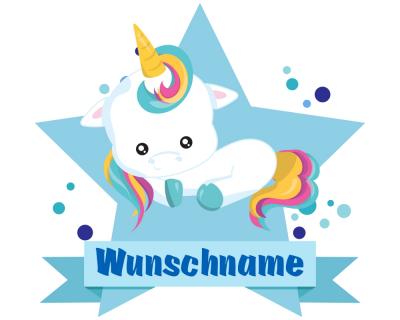 Buntes Wandtattoo Trschild  Liegendes Baby Einhorn 