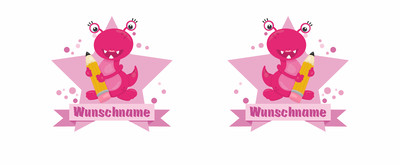 Trinkflasche bedruckt mit dem Motiv Pinkes Monster - Ansicht 2