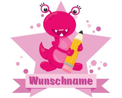 Buntes Wandtattoo Trschild  Pinkes Monster 