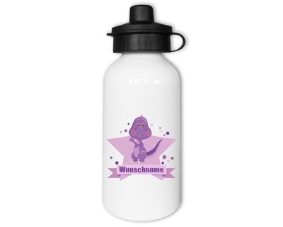 Trinkflasche bedruckt mit dem Motiv Lila Dino