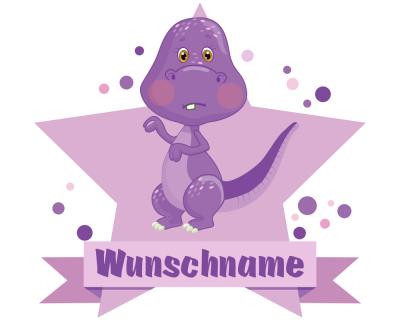 Buntes Wandtattoo Trschild  Lila Dino 
