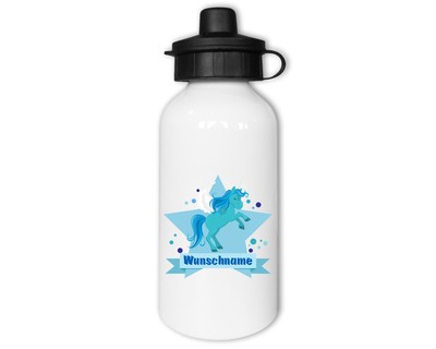 Trinkflasche bedruckt mit dem Motiv Blaues Einhorn