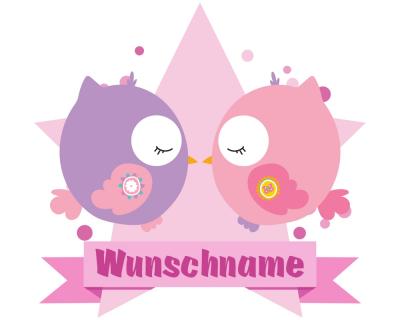 Buntes Wandtattoo Trschild  Se Eulen 