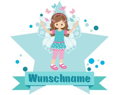 Buntes Wandtattoo Trschild  Trkise Fee 