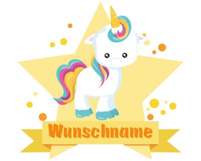 Knuffiges Baby Einhorn Aufkleber mit Namen