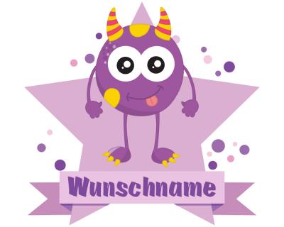 Buntes Wandtattoo Trschild  Lila Monster 