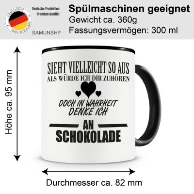 Tasse mit dem Motiv Ich denke an Schokolade Tasse