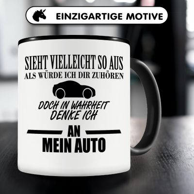 Tasse mit dem Motiv Ich denke an mein Auto - Ansicht 3