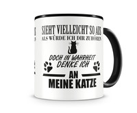 Tasse mit dem Motiv Ich denke an meine Katze Tasse Modellnummer  schwarz