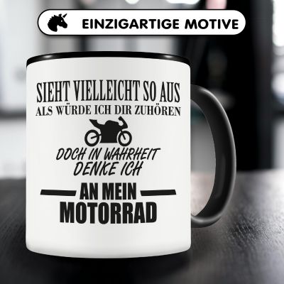Tasse mit dem Motiv Ich denke an mein Motorrad - Ansicht 3