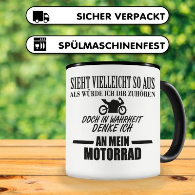 Tasse mit dem Motiv Ich denke an mein Motorrad - Ansicht 4