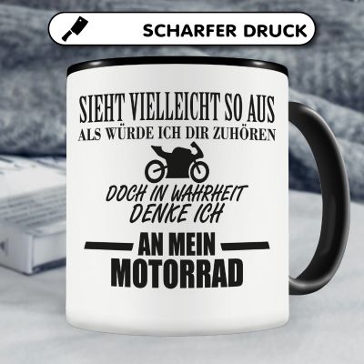 Tasse mit dem Motiv Ich denke an mein Motorrad - Ansicht 5