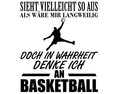 Ich denke an Basketball Schriftzug Aufkleber - Ansicht 1