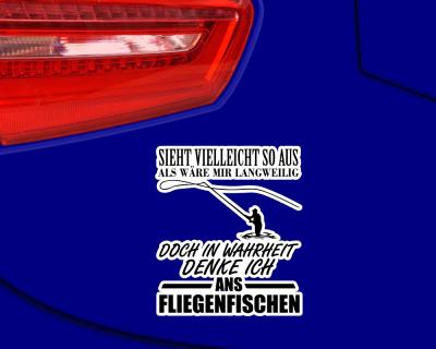 Ich denke ans Fliegenfischen Schriftzug Aufkleber - Ansicht 2