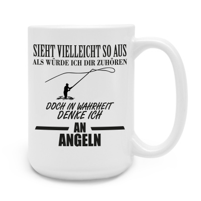 XXL Tasse mit dem Motiv Ich denke an Angeln