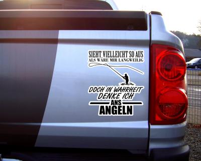 Ich denke ans Angeln Schriftzug Aufkleber - Ansicht 2