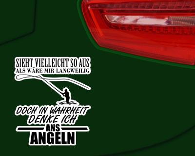 Ich denke ans Angeln Schriftzug Aufkleber
