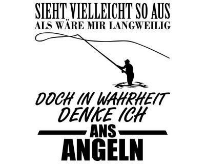 Ich denke ans Angeln Schriftzug Aufkleber