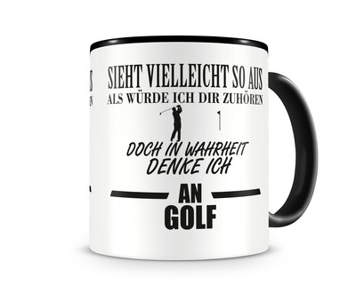 Tasse mit dem Motiv Ich denke an Golf