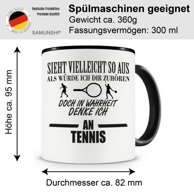 Tasse mit dem Motiv Ich denke an Tennis Tasse