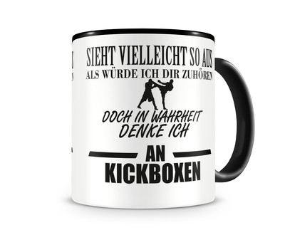 Tasse mit dem Motiv Ich denke an Kickboxen