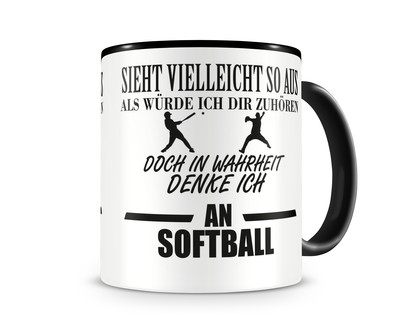 Tasse mit dem Motiv Ich denke an Softball