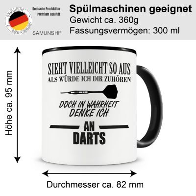 Tasse mit dem Motiv Ich denke an Darts Tasse