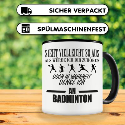 Tasse mit dem Motiv Ich denke an Badminton - Ansicht 4