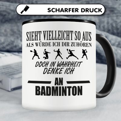 Tasse mit dem Motiv Ich denke an Badminton - Ansicht 5